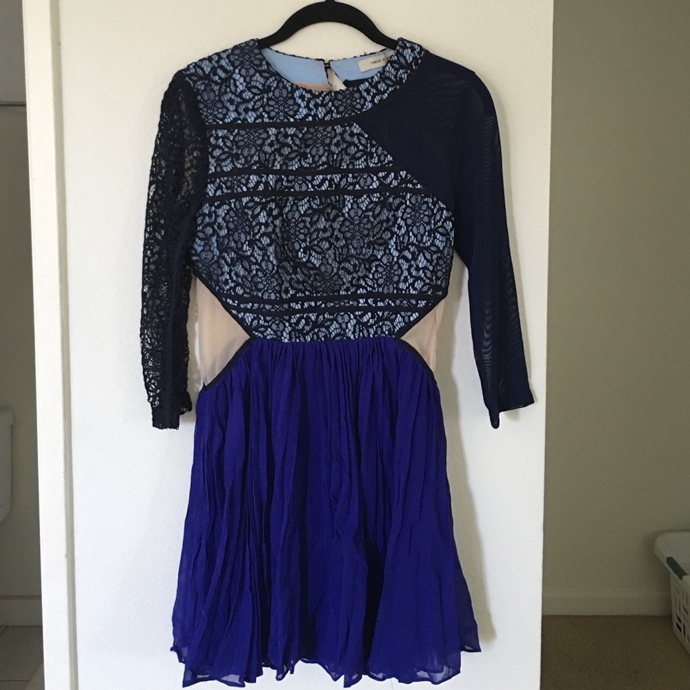 Three Floor cocktail dress in blue SZ 4/XS